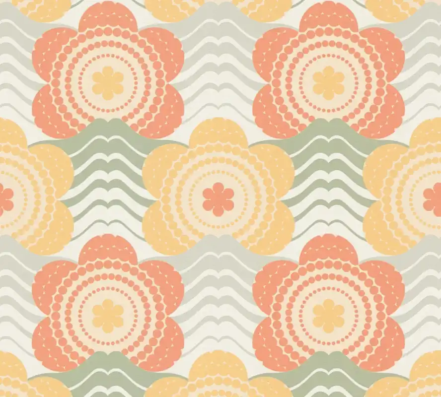 Zertifiziert A.S. Création Retro Chic, Florale Tapete, orange, gelb 395394