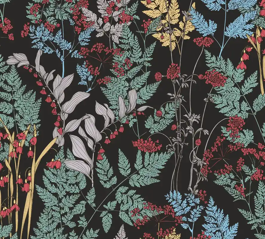 Architects Paper Floral Impression, Florale Tapete, schwarz, grün 377511 Expressversand