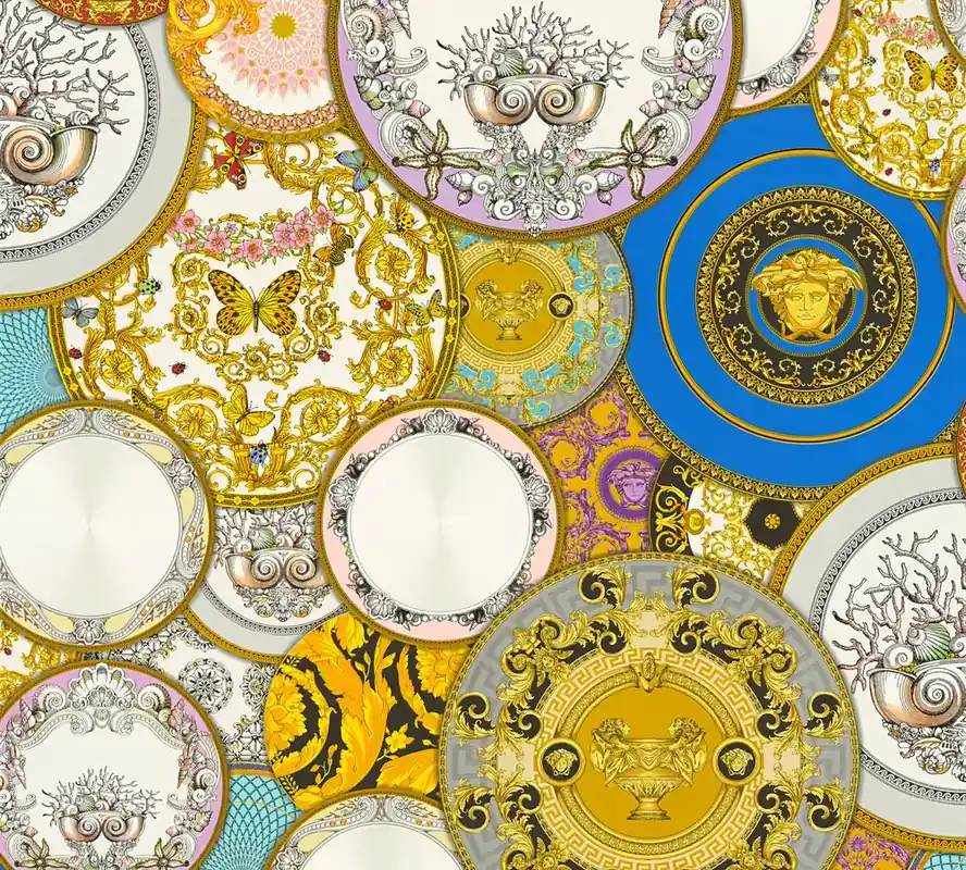 Aktuell Versace wallpaper Versace 3, Design Tapete, gold, blau 349011