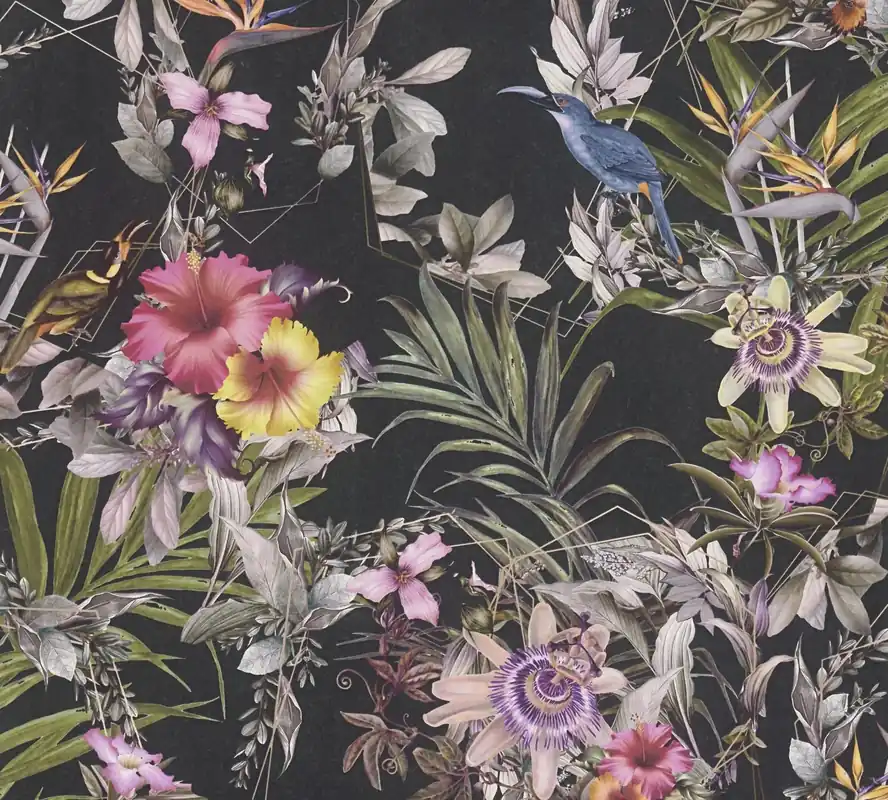 Bestseller A.S. Création Dream Flowery, Florale Tapete, bunt, schwarz 381781