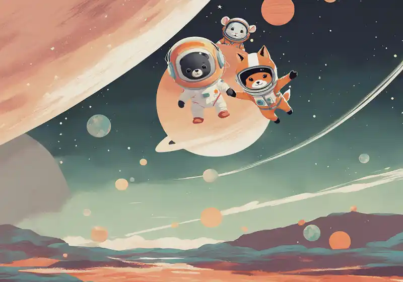 Fototapeten Kindermotive Animals in Space Saisonangebot