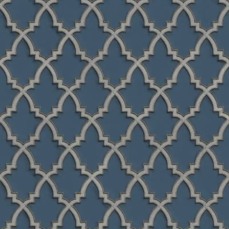 Solange Der Vorrat Reicht DesignID Wallstitch 120027 Vliestapete Vintage Retro 0.53 x 10.05 m Blau