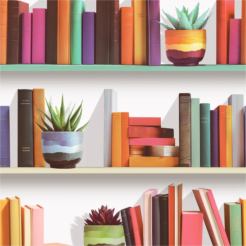 Vliestapete M79510 Artifice Bunt Bücherregal Vlies 0.53 x 10.05 m Ugépa Sonderaktion