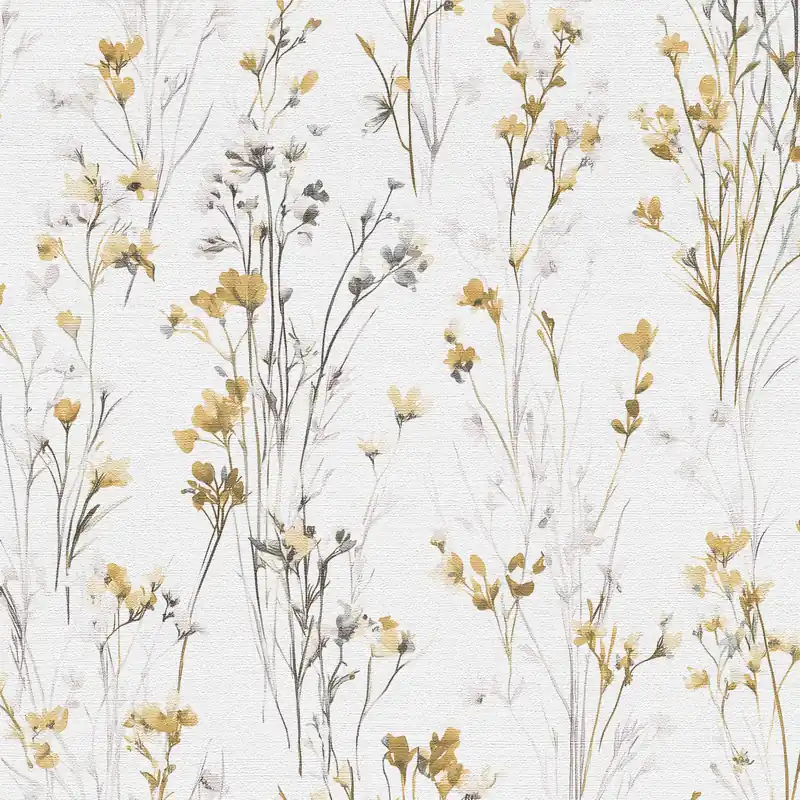 Vliestapete 1056120 Grau Gelb Weiß Blumen Floral Forest Dreams Erismann Neu