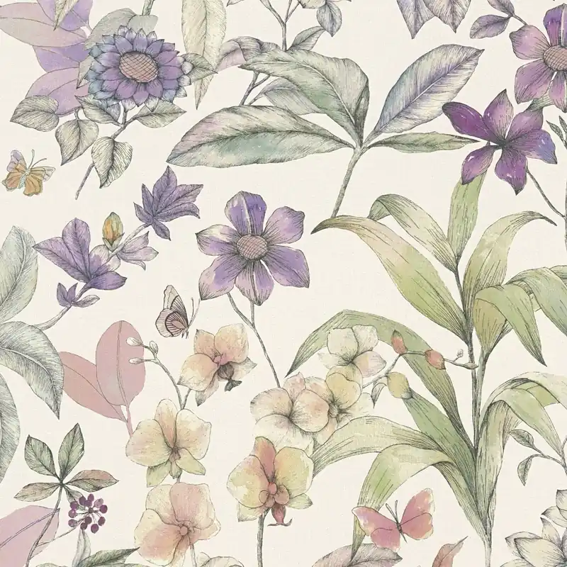 Vliestapete 791872 Weiß Lila Blumen Floral Pintwalls III A.S. Creation Wochenendangebot