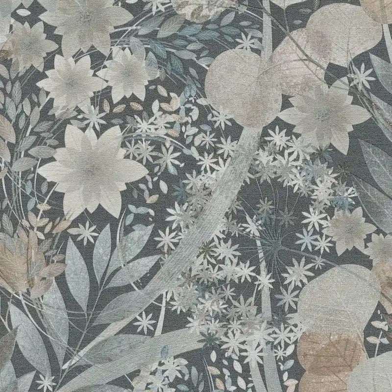 Geprüft Vliestapete 1050644 Dunkelblau Taupe Hellgrau Bäume Blätter Secret Garden Erismann