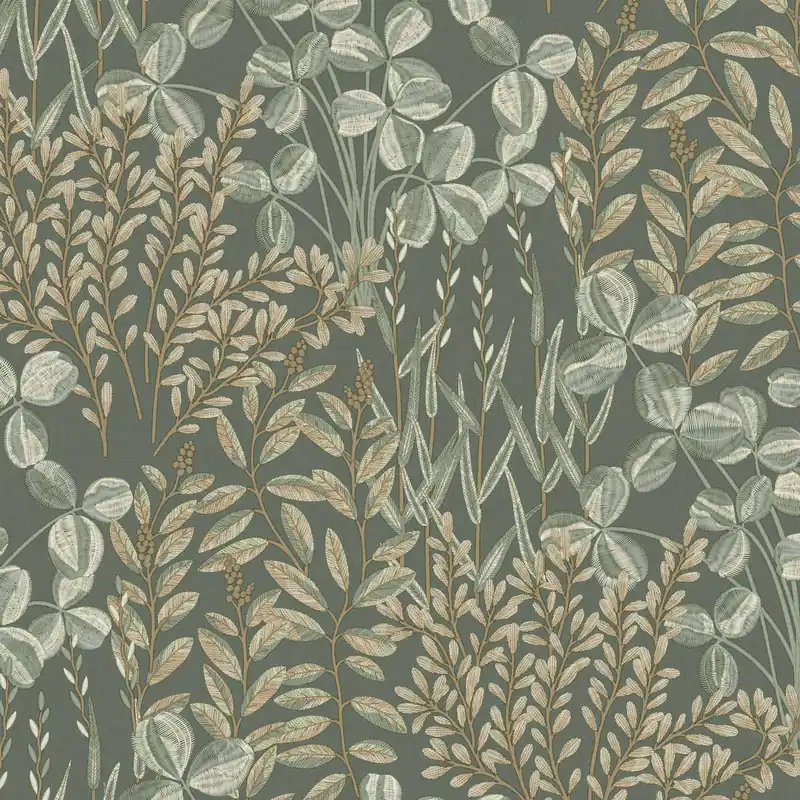 Billig Vliestapete A78901 Grün Gold Beige Bäume Blätter Inia Grandeco