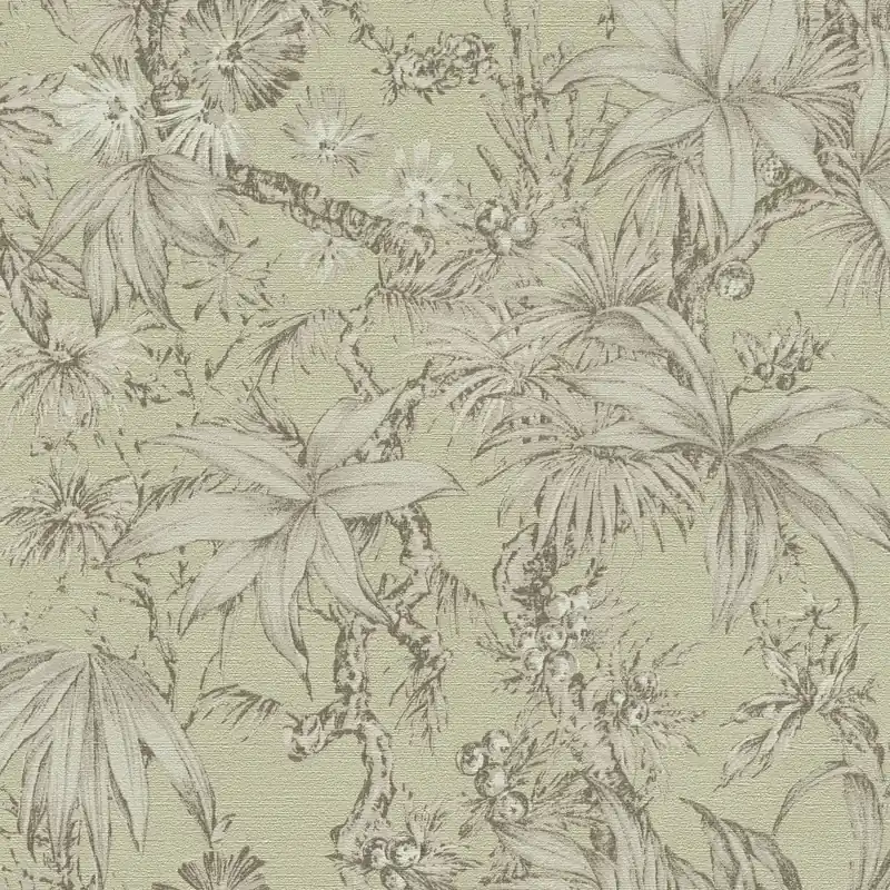 Vliestapete 790475 Grau Grün Blumen Floral History of Art 2 A.S. Creation Sofort Bestellen