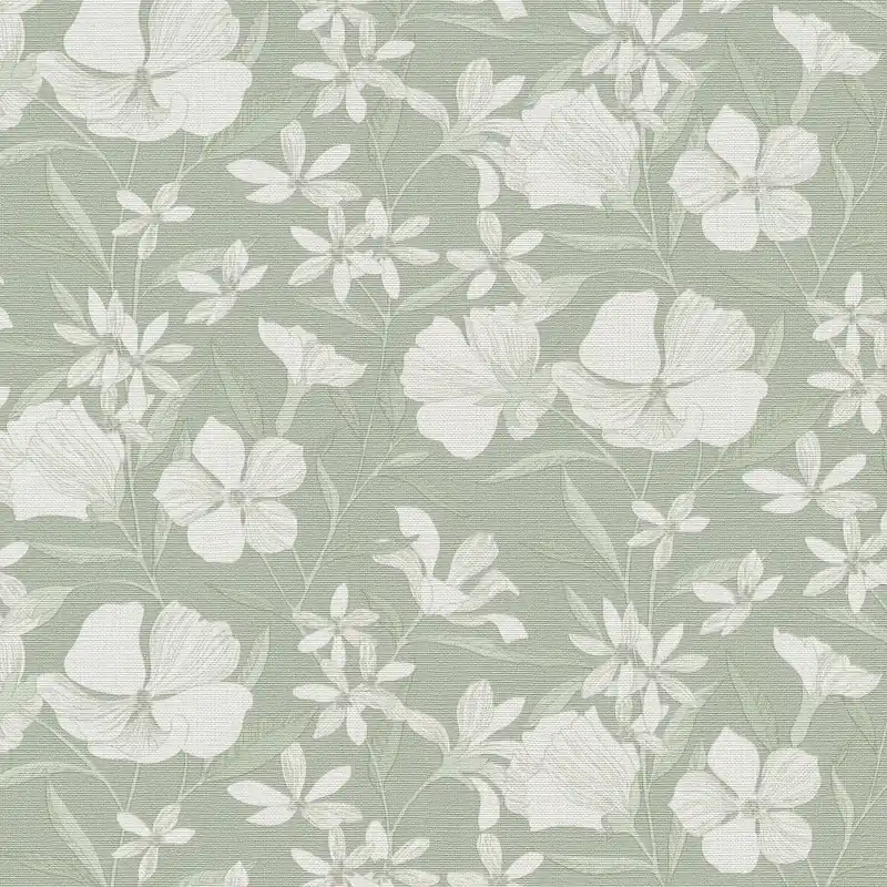 Vliestapete 1051907 Hellgrün Grün Weiß Blumen Floral La Terrasse Erismann Kracherpreis