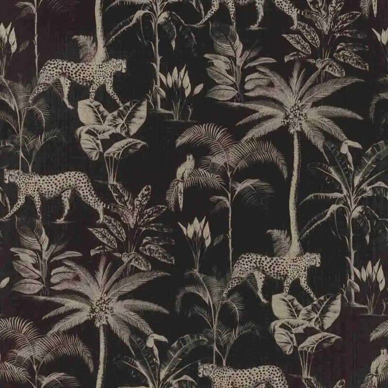 Rasch Selection 409031 Vliestapete Tiere Botanisch 0.53 x 10.05 m Schwarz Gold Nur Heute