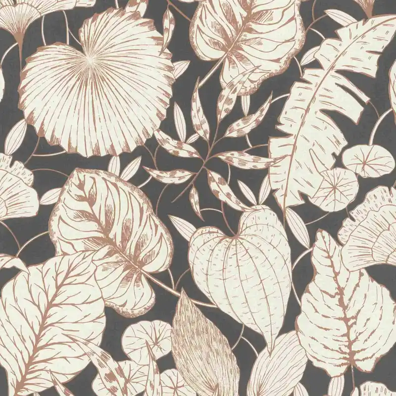 Aktuell Rasch Selection 699302 Vliestapete Botanisch 10.05 x 0.53 m Schwarz Weiß