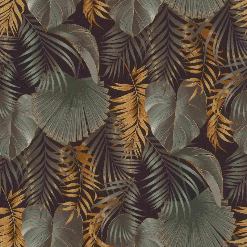 Bestpreis Rasch Rhapsody 462043 Vliestapete Botanisch 10.05 x 0.53 m Grau Schwarz Gold