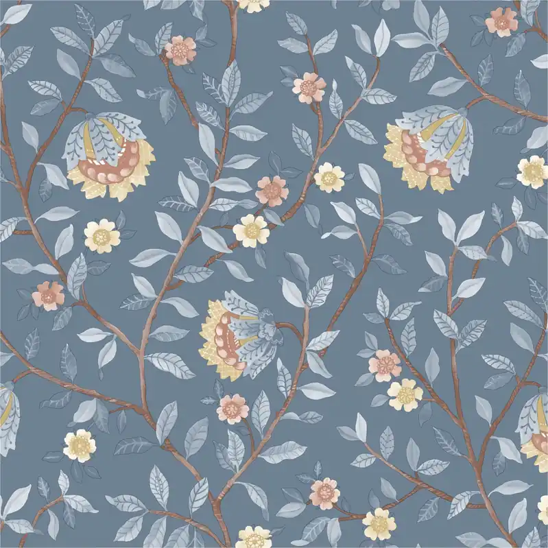 Vliestapete B19991D Botanique Blau Blumen Vlies 1.06 x 10.05 m Ugépa Meistverkauft