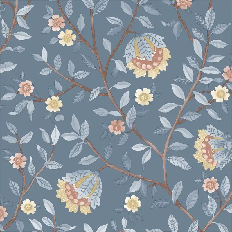 Vliestapete B19901 Botanique Blau Blumen Vlies 0.53 x 10.05 m Ugépa Neu