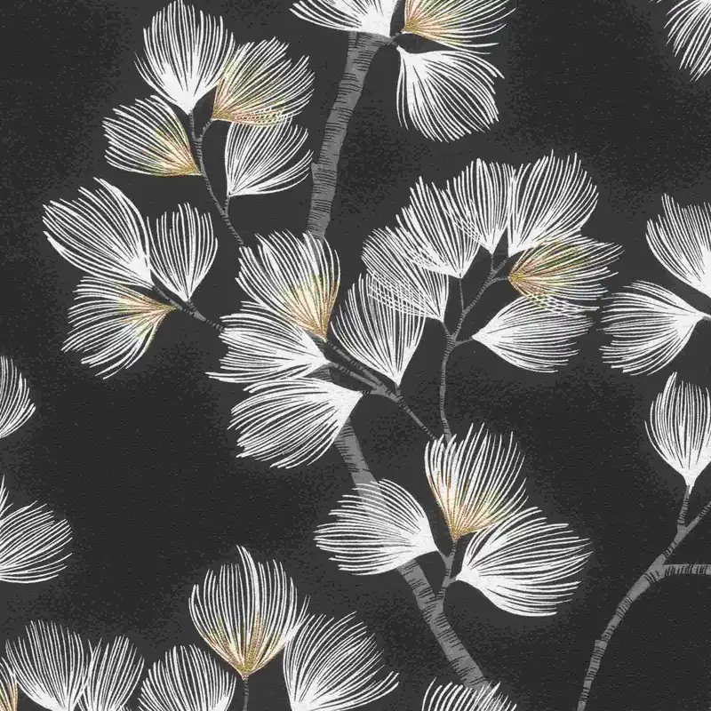 Rasch Vliestapete Symphony 866926 0.53 x 10.05 m Botanical Dschungel Schwarz Geprüft