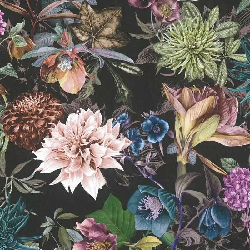 A.S. Creation Dream Flowery 381757 Vliestapete Blumenoptik 0.53 x 10.05 m Schwarz Lila Finale Aktion