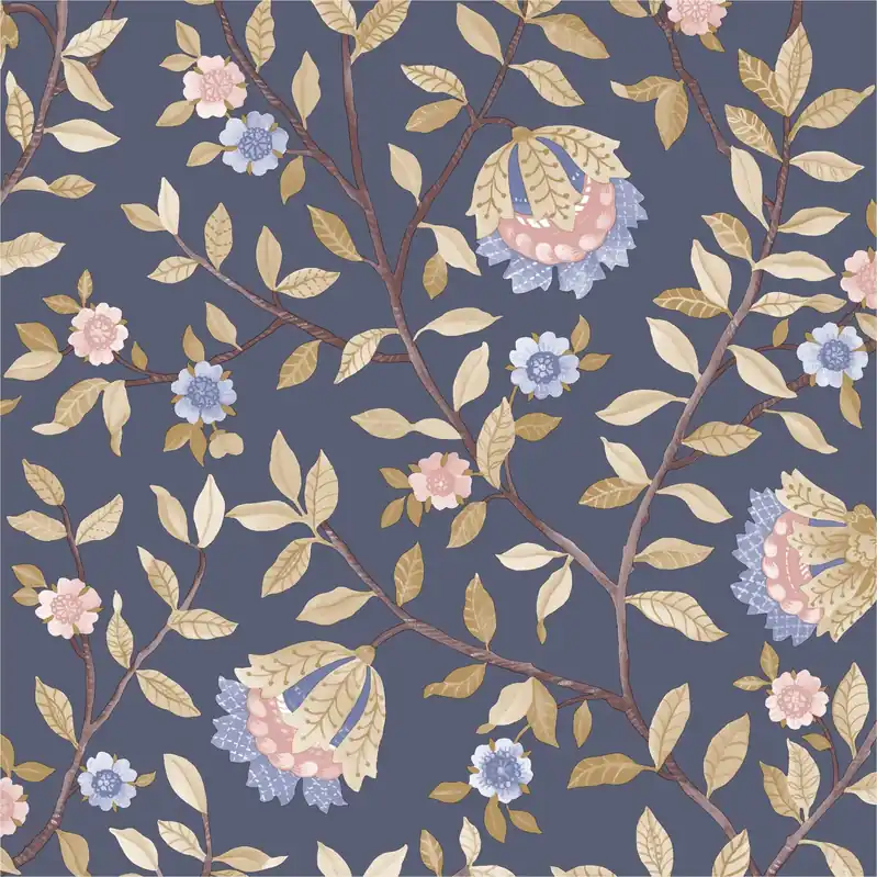 Vliestapete B19911 Botanique Blau Blumen Vlies 0.53 x 10.05 m Ugépa Neue Kollektion