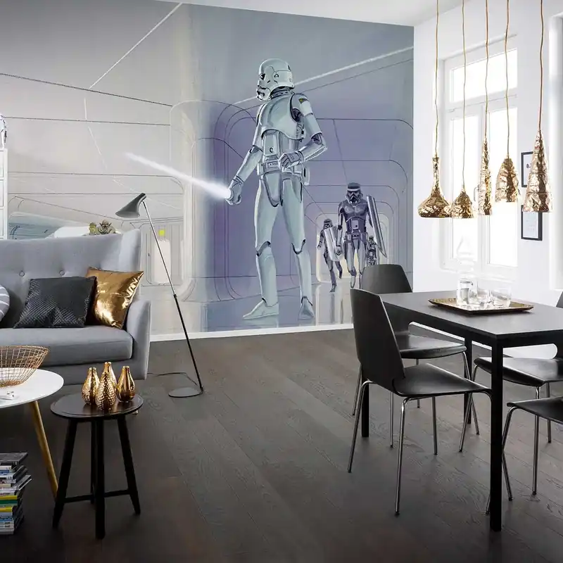 Neuheit Komar Fototapete Star Wars Stormtrooper Hallway 250 x 500 cm Vlies Stormtrooper Hallway Lichtschwert
