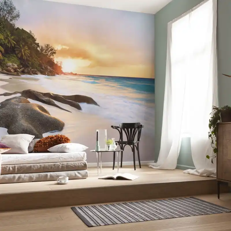 Sofort Bestellen Komar Fototapete Nature 250 x 400 cm Vlies Nature Lagune Sandstrand Brandung Morgendämmerung