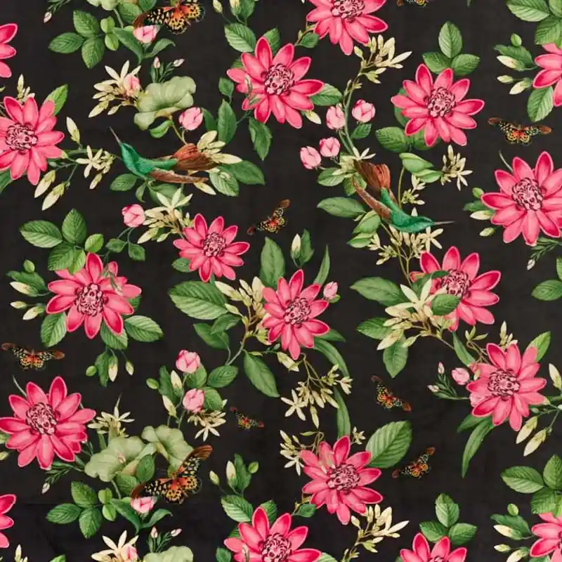Samt Pink Lotus Clarke and Clarke Solange Der Vorrat Reicht