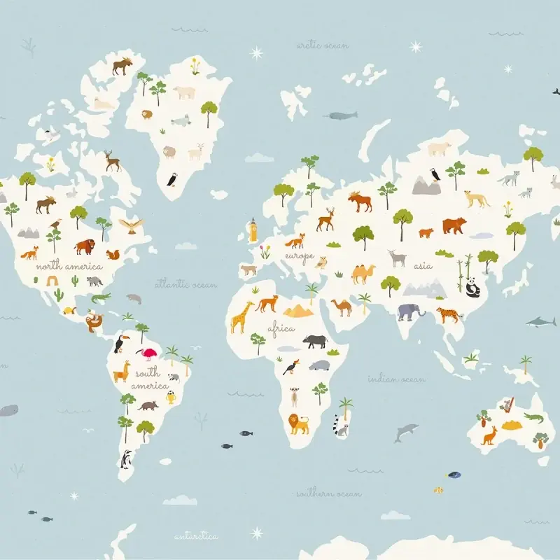 Sonderangebot Panoramatapete Animal Map Coordonné