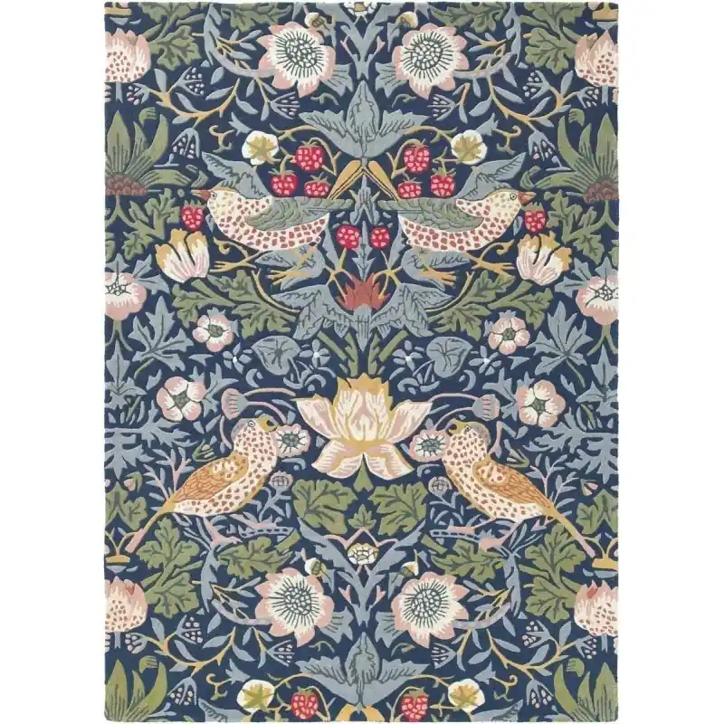Preisreduziert Teppich Strawberry Thief Indigo Morris and Co