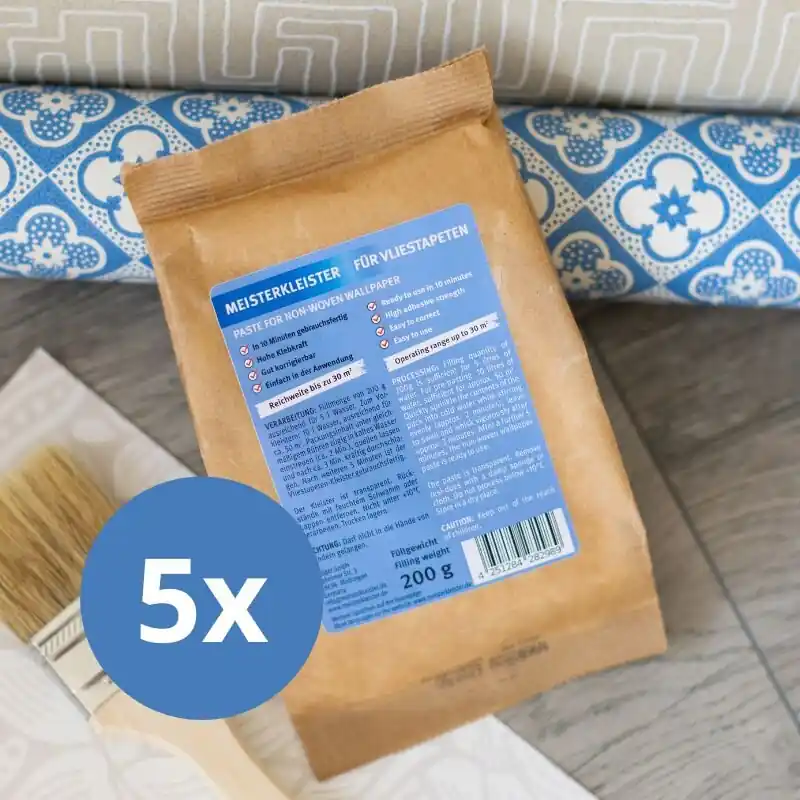 5 x Meisterkleister Instant Rollkleister für Vliestapeten (1 kg für 150 m²) Neue Kollektion