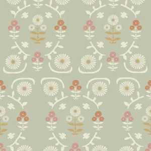 Tapete, grün, Blumen, 5820, Nordic Folk, Borastapeter Markenware