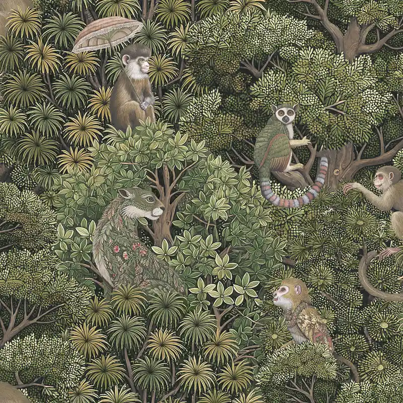 Garantierte Lieferung Tapete, grün, Blätter, Affen, 142310, Jaipur, Graham Brown Premium