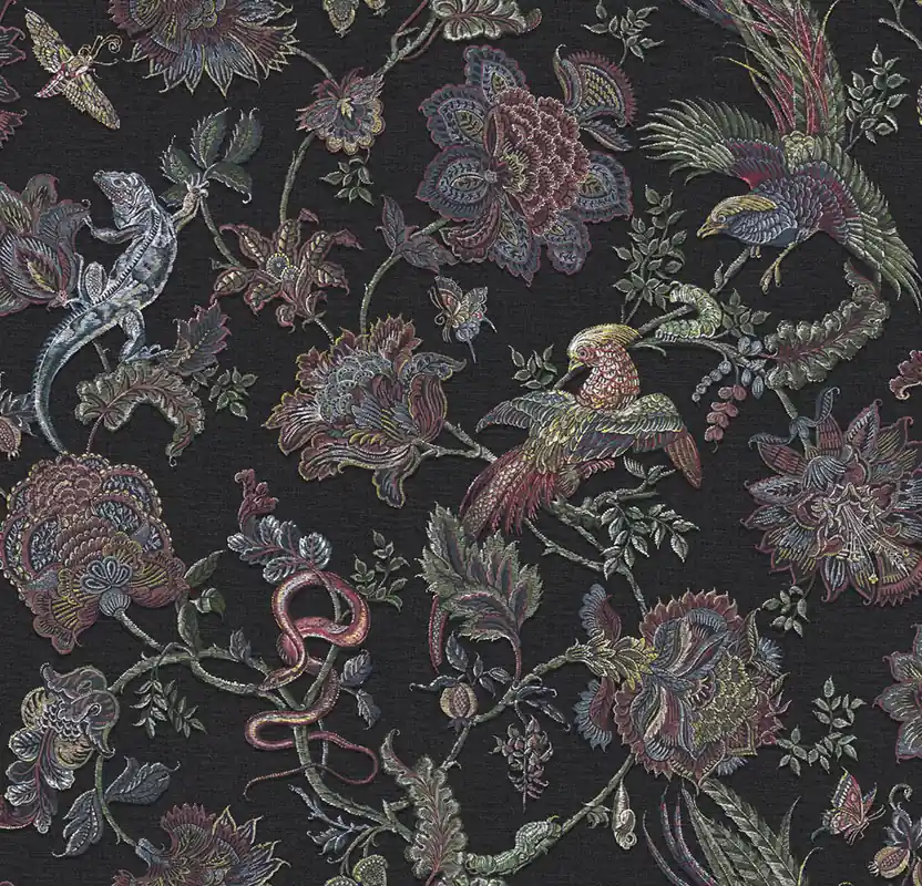 Tapete, schwarz, Blumen, Tiere, 143235, Jaipur, Graham Brown Premium Preis Gesenkt