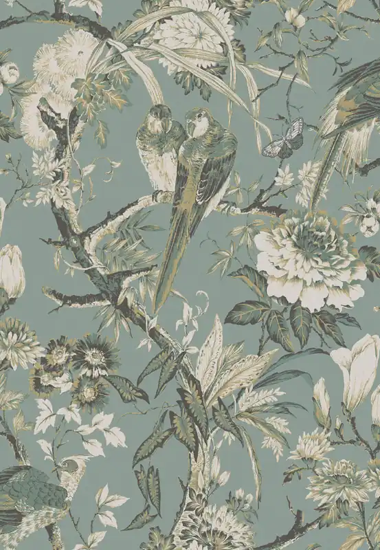 Top-Seller Tapete, türkis-gold, Vögel, Blumen, Zweige, 127910, Arboretum, Graham Brown Premium