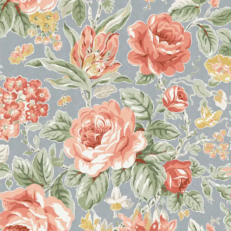 Tapete, Blau, Rot, Rosen, 122753, Laura Ashley 4 Bestpreis