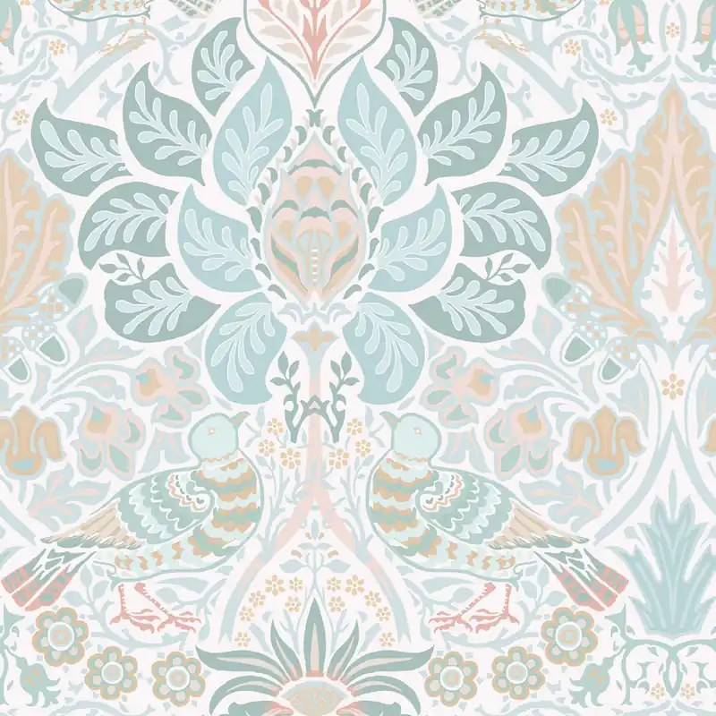 Tapete, Grau, Grün, Blumen, Vögel, 140479, William Morris at Home vol. 2 Highlight