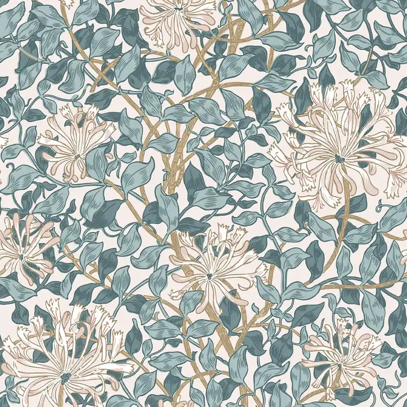 Tapete, Rosa, Grün, Blumen, Blätter, 140483, William Morris at Home vol. 2 Billig