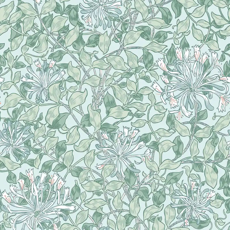 Tapete, Grün, Weiß, Blumen, Blätter, 140485, William Morris at Home vol. 2 Mega-Angebot