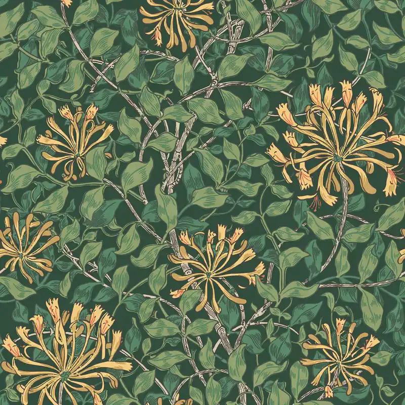 Nur Heute Tapete, Grün, Gelb, Blumen, Blätter, 140487, William Morris at Home vol. 2
