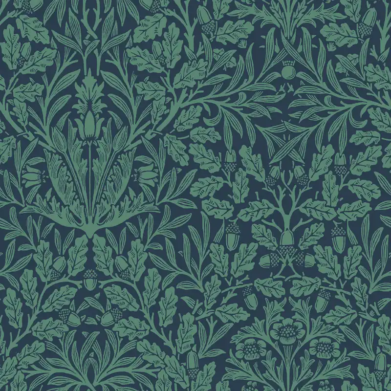 Tapete, Blau, Blumen, Blätter, 140489, William Morris at Home vol. 2 Billig