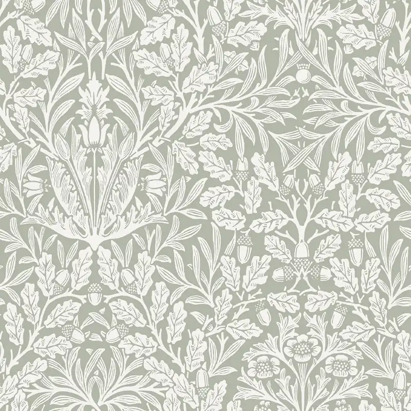 Schnäppchen Tapete, Grün, Grau, Blumen, Blätter, 140492, William Morris at Home vol. 2