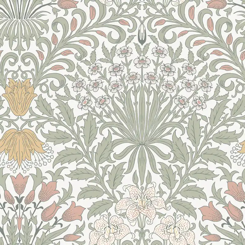 Tapete, Grau, Rosa, Blumen, Blätter, 140497, William Morris at Home vol. 2 Bestpreis