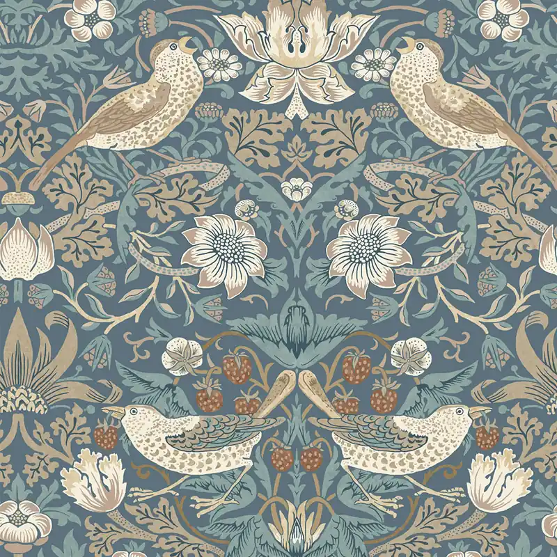 Tapete, Blau, Beige, Blumen, Vögel, 140503, William Morris at Home vol. 2 Bestseller
