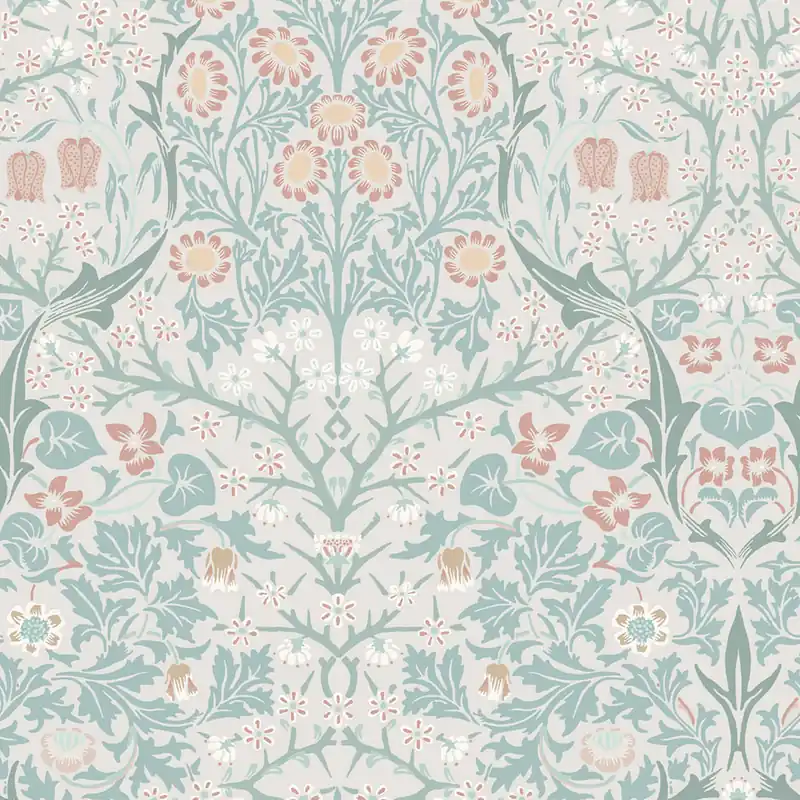 Tapete, Grau, Grün, Blumen, Blätter, 140504, William Morris at Home vol. 2 Solange Der Vorrat Reicht