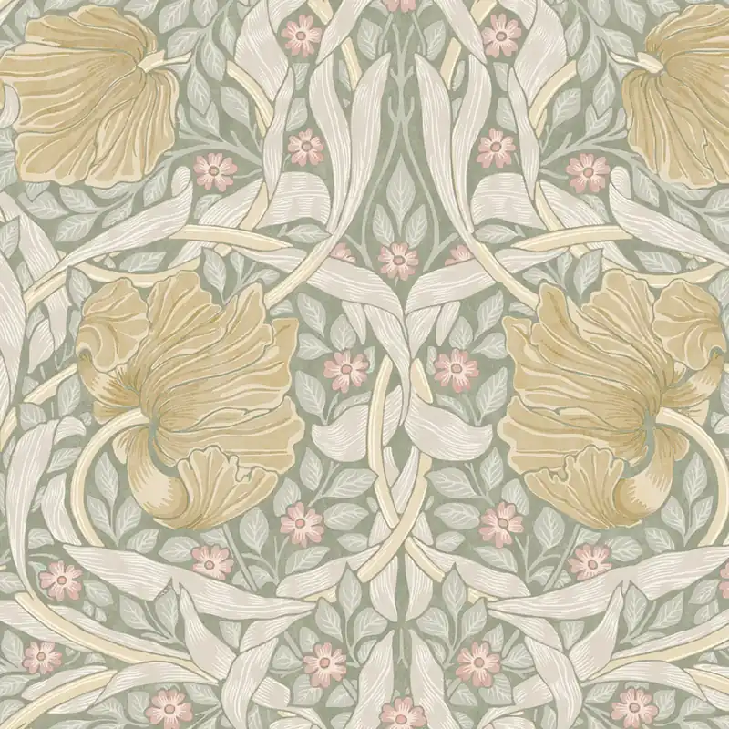 Tapete, Grün, Ocker, Blumen, 140506, William Morris at Home vol. 2 Saisonangebot