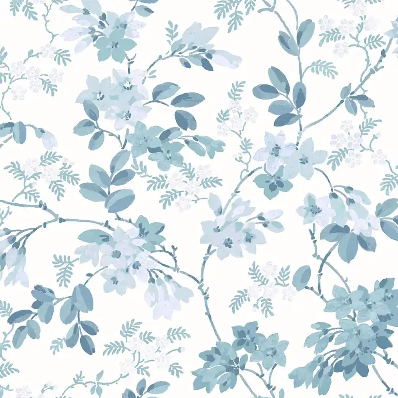 Wochenendangebot Tapete, Blau, Weiß, Blüten, Blätter, 130107, Laura Ashley 4