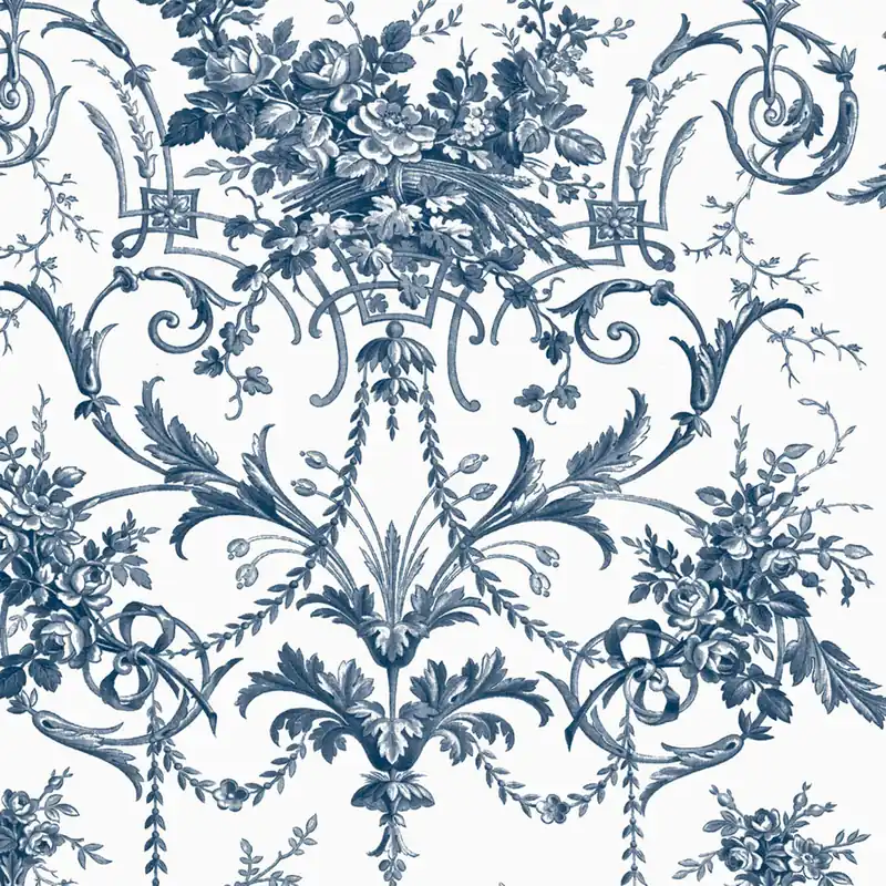 Billig Schlosstapete, Blau-Weiß, Blüten, 122767, Laura Ashley 4