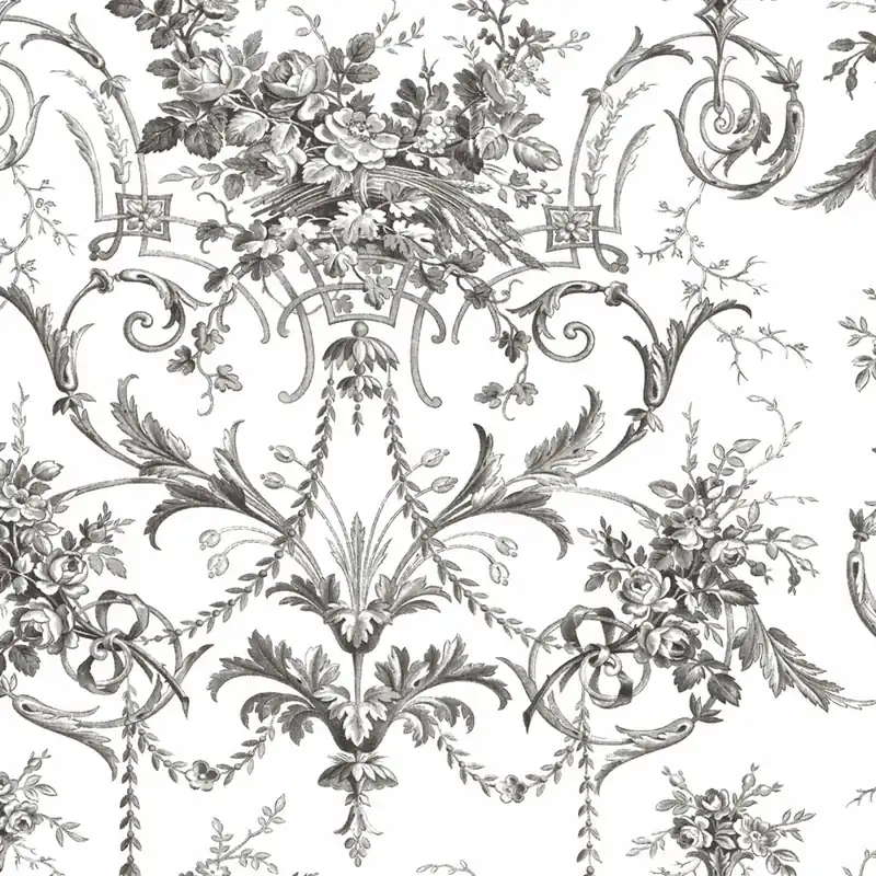 Schlosstapete, Schwarz-Weiß, Blüten, 122768, Laura Ashley 4 Wochenendangebot
