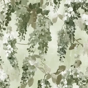 Billig Tapete, grün, weiß, Blumen, Zweige, AU41605, Aurelia, Prestige Wallcoverings