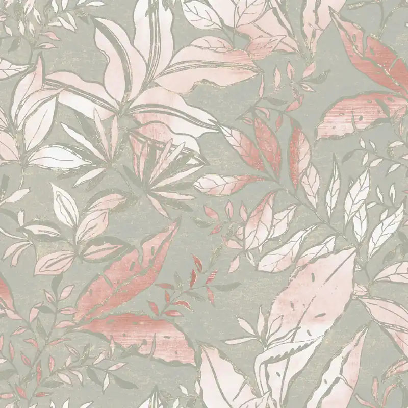 Beliebt Tapete, grau, rosa, Blätter und Zweige, AU41703, Aurelia, Prestige Wallcoverings