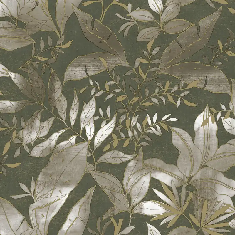 Tapete, grün, gold, Blätter und Zweige, AU41705, Aurelia, Prestige Wallcoverings Begrenztes Angebot