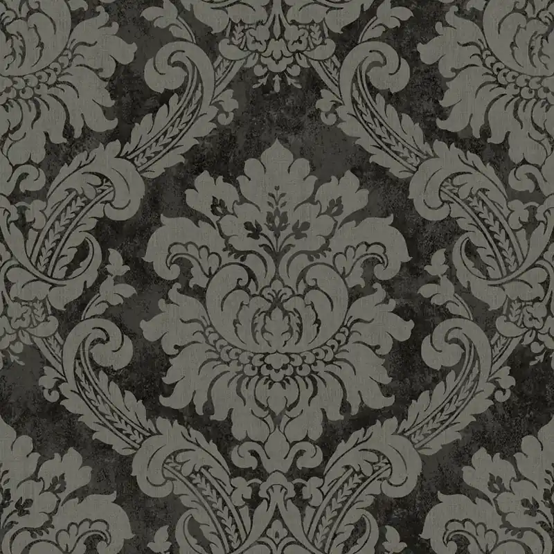Tapete, schwarz, grau, Damastmuster, AU41005, Aurelia, Prestige Wallcoverings Garantierte Lieferung