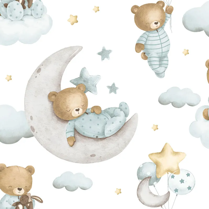 Kindertapete, blau, grau, Teddybären, Sterne und Ballons, 4400, Momi, Parato by Cristiana Masi Saisonangebot
